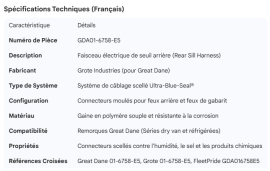 GREAT-DANE GROTE REAR SILL HARNESS