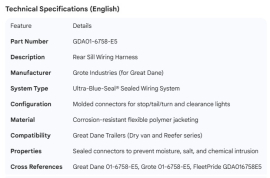 GREAT-DANE GROTE REAR SILL HARNESS