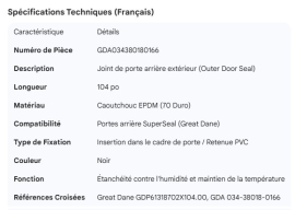 GREAT-DANE OUTER DOOR SEAL 104"