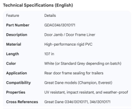 GREAT-DANE DOOR JAMB PVC 107"