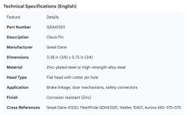 GREAT-DANE CLEVIS PIN .38" X .75"