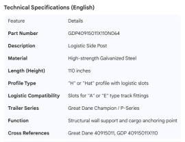 GREAT-DANE LOGISTIC SIDE POST