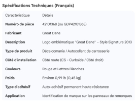 GREAT-DANE RED NAMEPLATE RH