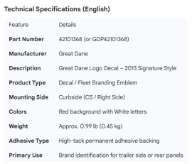 GREAT-DANE RED NAMEPLATE RH