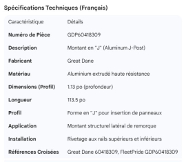 GREAT-DANE ALUMINUM J-POST 1.13"X113.5"