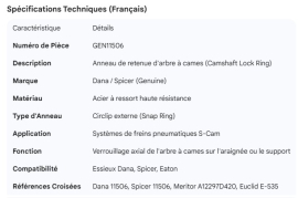 DANA CAMSHAFT LOCK RING