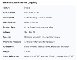 GROTE AIR BRAKE & RELAY SWITCH