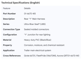 GROTE REAR " Y " HARNESS