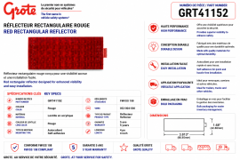 GROTE REFLECTOR RED RECTANGULAR 4" STICK ON
