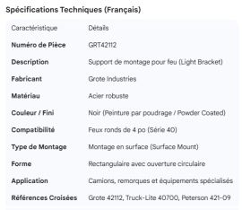 GROTE LIGHT BRACKET BLACK