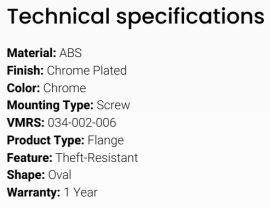 GROTE LIGHT BRACKET CHROME