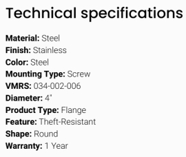 GROTE SECURITY RING 4" SS