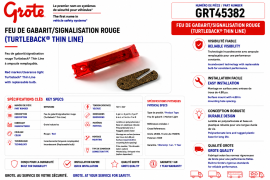 GROTE CLEARANCE MARKER RED TURTLEBACK THIN LINE
