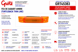GROTE CLEARANCE MARKER AMBER TURTLEBACK THIN LINE