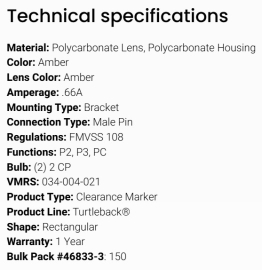 GROTE TURTLEBACK II LIGHT AMBER