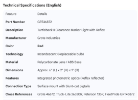 GROTE TURTLEBACK II LIGHT REFLEX RED