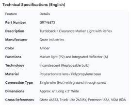 GROTE TURTLEBACK II LIGHT REFLEX AMBER