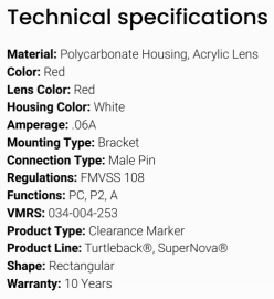 GROTE TURTLE-BACK II LED LIGHT RED