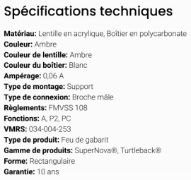 GROTE TURTLE-BACK II LED LIGHT AMBER