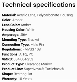 GROTE TURTLE-BACK II LED LIGHT AMBER