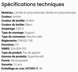 GROTE CLEARANCE MARKER SUPERNOVA LIGHT AMBER