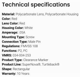 GROTE TURTLE-BACK II PC LED RED