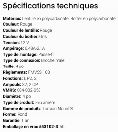 GROTE 4" STOP LAMP MALE PINS