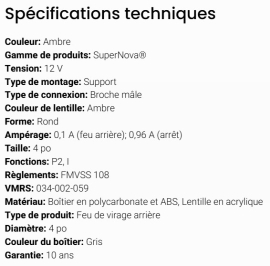 GROTE LED LIGHT 4" STOP/TURN LIGHT GROMMET MOUNT AMBER