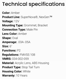 GROTE SUPERNOVA NEXT GEN OVAL STT LIGHT AMBER