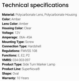 GROTE SUPERNOVA OVAL TURN LIGHT FLANGE MOUNT HARDSHELL CONN