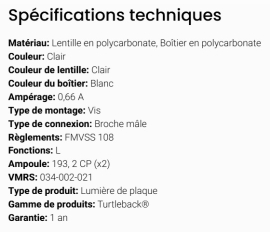 GROTE TURTLEBACK II LICENCE LIGHT