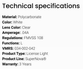 GROTE SUPERNOVA CLAM STYLE LED LICENCE LAMP