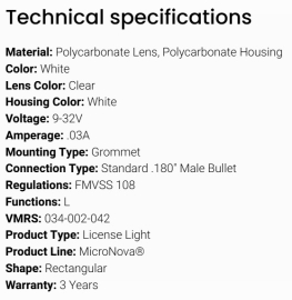 GROTE LICENCE LAMP CLEAR MICRONOVA