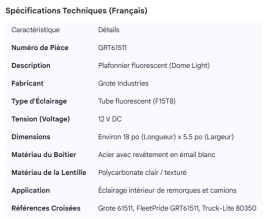 GROTE DOME LIGHT FLUORESCENT TUBES