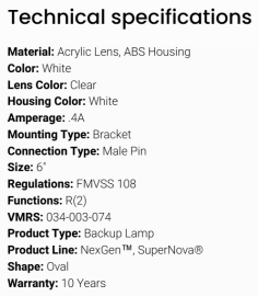 GROTE SUPERNOVA NEXTGEN OVAL BACKUP LIGHT