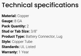 GRITE COPPER LUG 8GA 3/8 (PK2)