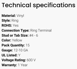 GROTE RING TERMINAL 12-10G FOR 4-6 STUD