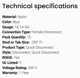 GROTE TERMINAL NYLON QUICK DISCONNECT FEM 16-14 (15)