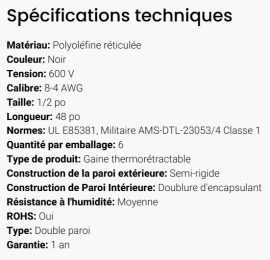 GROTE SHRINK TUBE DUAL WALL BLACK 1/2" X 6"