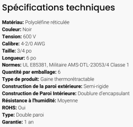 GROTE SHRINK TUBE DUAL WALL BLACK 3/4" X 6' PK6