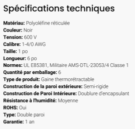 GROTE SHRINK TUBE DUAL WALL BLACK 1' X 6" PK6