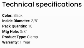 GROTE WIRE & CABLE CLIP 3/8" (10)