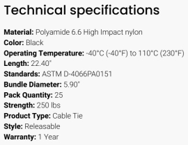 GROTE TIE-WRAP 1/2" X 25.5" (25)