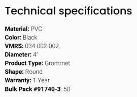 GROTE OPEN BACK GROMMET 4"