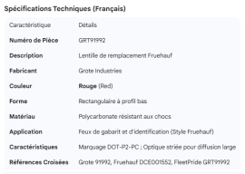 GROTE FRUEHAUF REPLACEMENT LENS RED