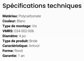 GROTE BRACKET PVC FLANGE 4" SEALED LIGHT WHITE