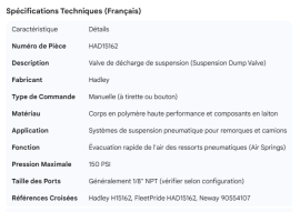 HADLEY SUSPENSION DUMP VALVE