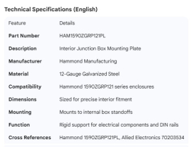 JUNCTION BOX MOUNTING PLATE
