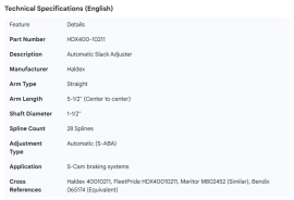 HALDEX SLACK ADJUSTER 1-1/2"- 28 SPLINE AUTO 5-1/2" STRAIGHT