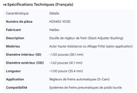 HALDEX SLACK ADJUSTER BUSHING